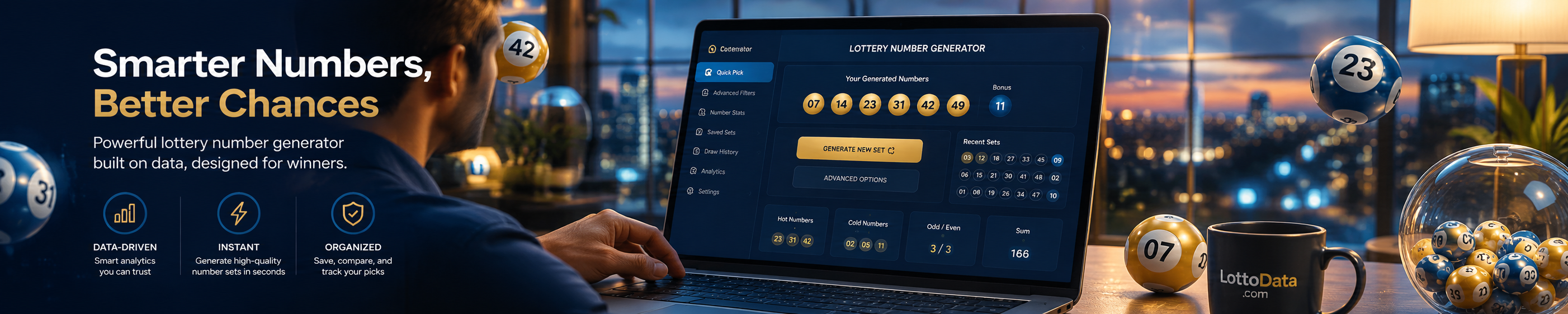 LottoData number generator banner